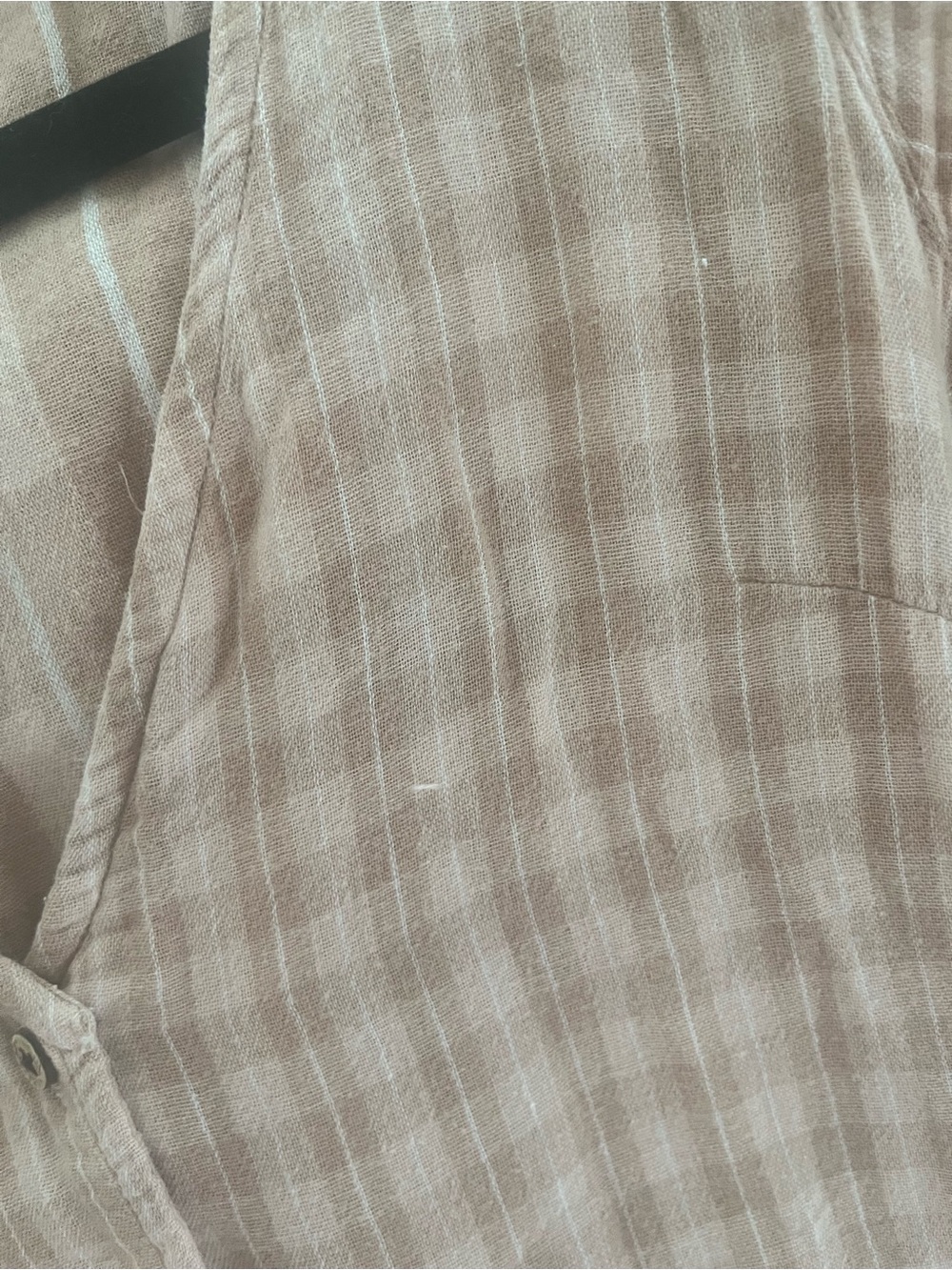 Olli Ella wares XS organic cotton Women’s Button-Front Midi Dress in Peach Plaid - Picture 4 of 10